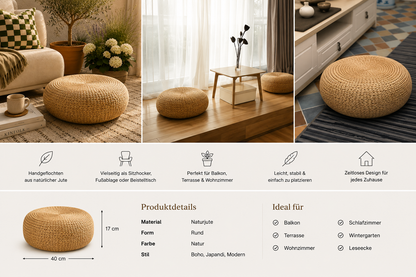 Solea™ Handwoven Jute Pouf