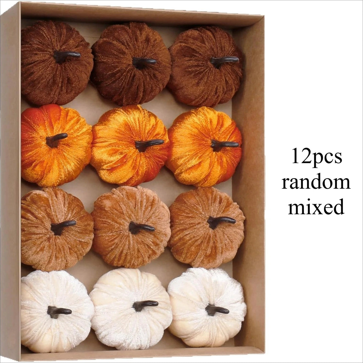 Velvet Harvest Pumpkins — Set of 12 Random Mix