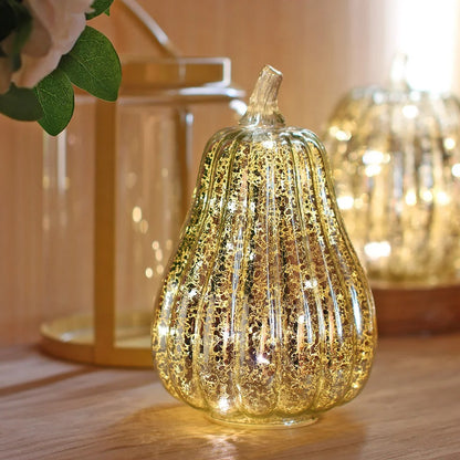 Amber Glow Glass Pumpkin