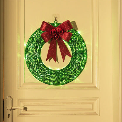 Lighted Christmas Wreath with Oversized Bow — 19.7 in