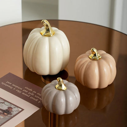 Matte Ceramic Pumpkins — Set of 3