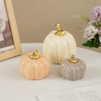 Matte Ceramic Pumpkins — Set of 3