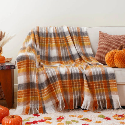 Faux Mohair Plaid Throw