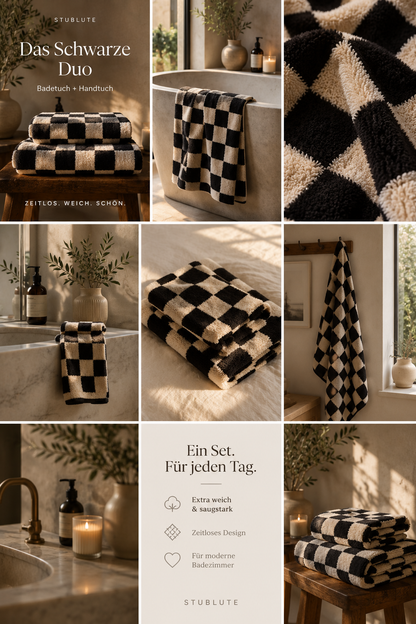 Black Checkerboard Towel Duo
