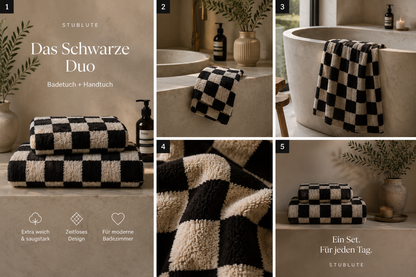Black Checkerboard Towel Duo