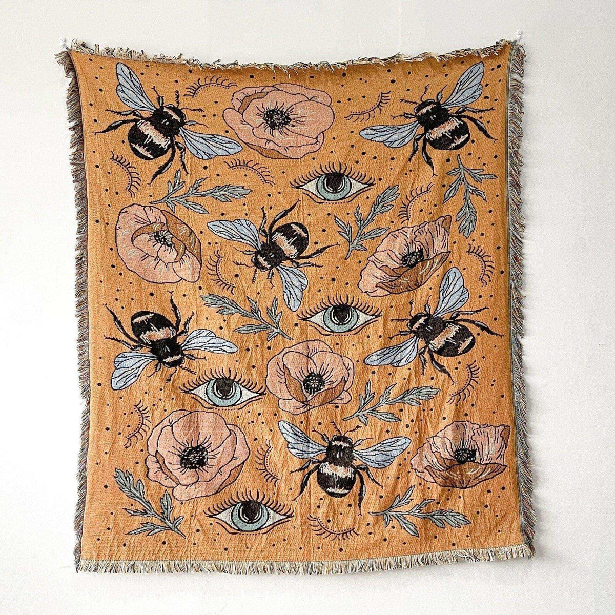 Bumble Bee Boho Throw Blanket