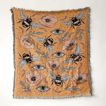 Bumble Bee Boho Throw Blanket