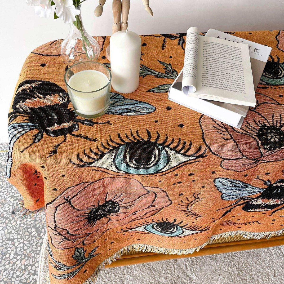 Bumble Bee Boho Throw Blanket