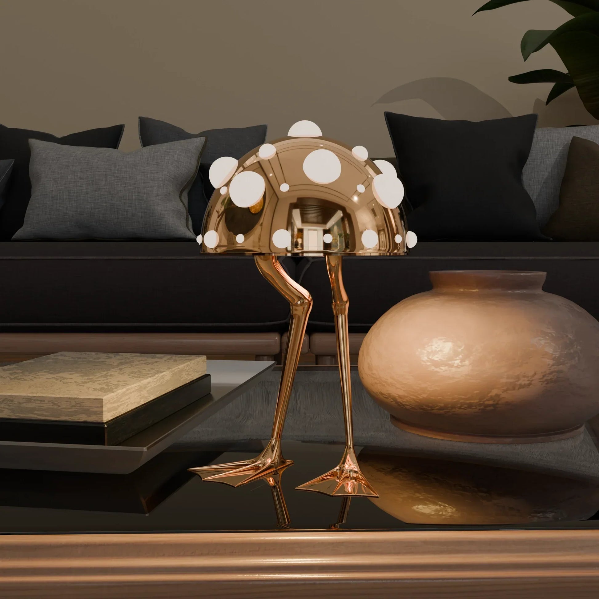 The Waddle Lamp – sculptural polished metal table lamp – STUDIO GONKA