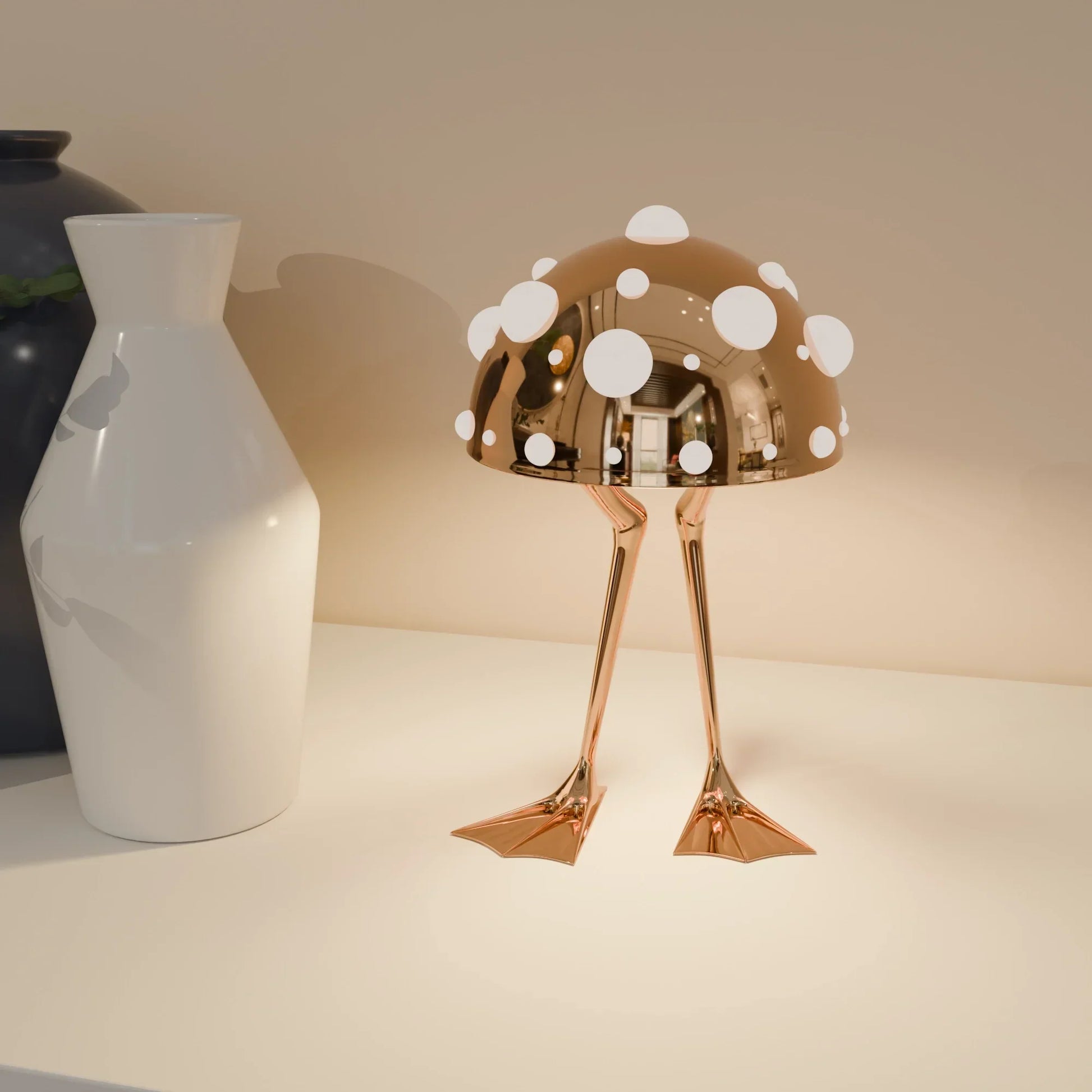The Waddle Lamp – sculptural polished metal table lamp – STUDIO GONKA