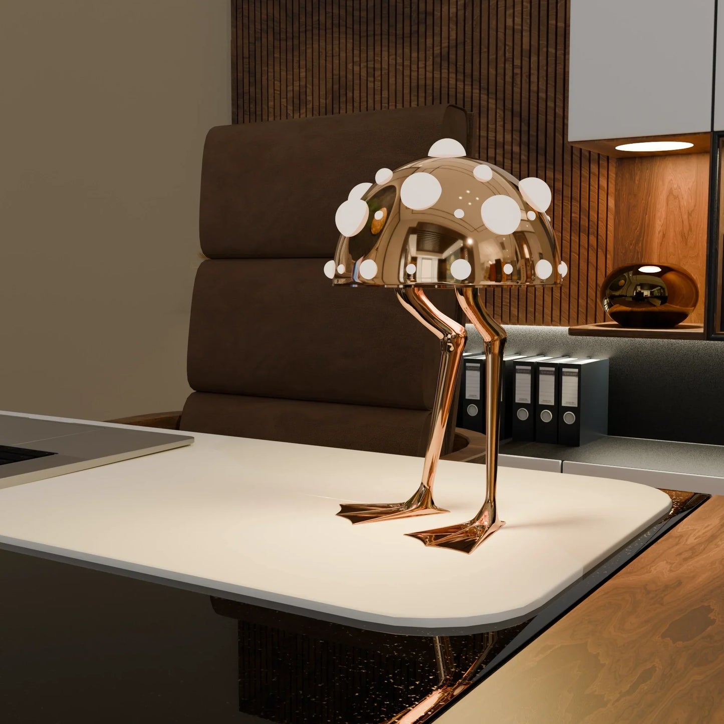 The Waddle Lamp – sculptural polished metal table lamp – STUDIO GONKA