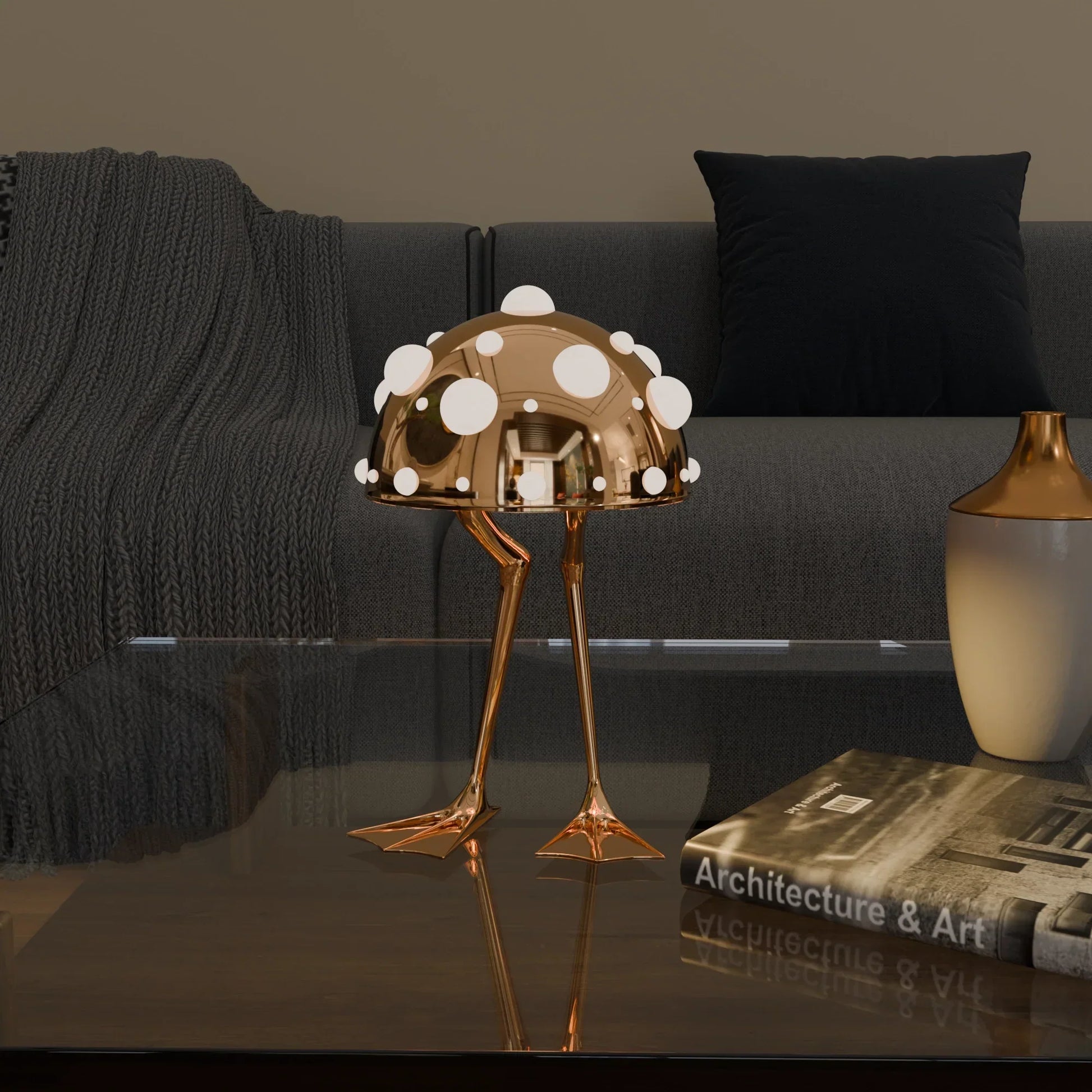 The Waddle Lamp – sculptural polished metal table lamp – STUDIO GONKA