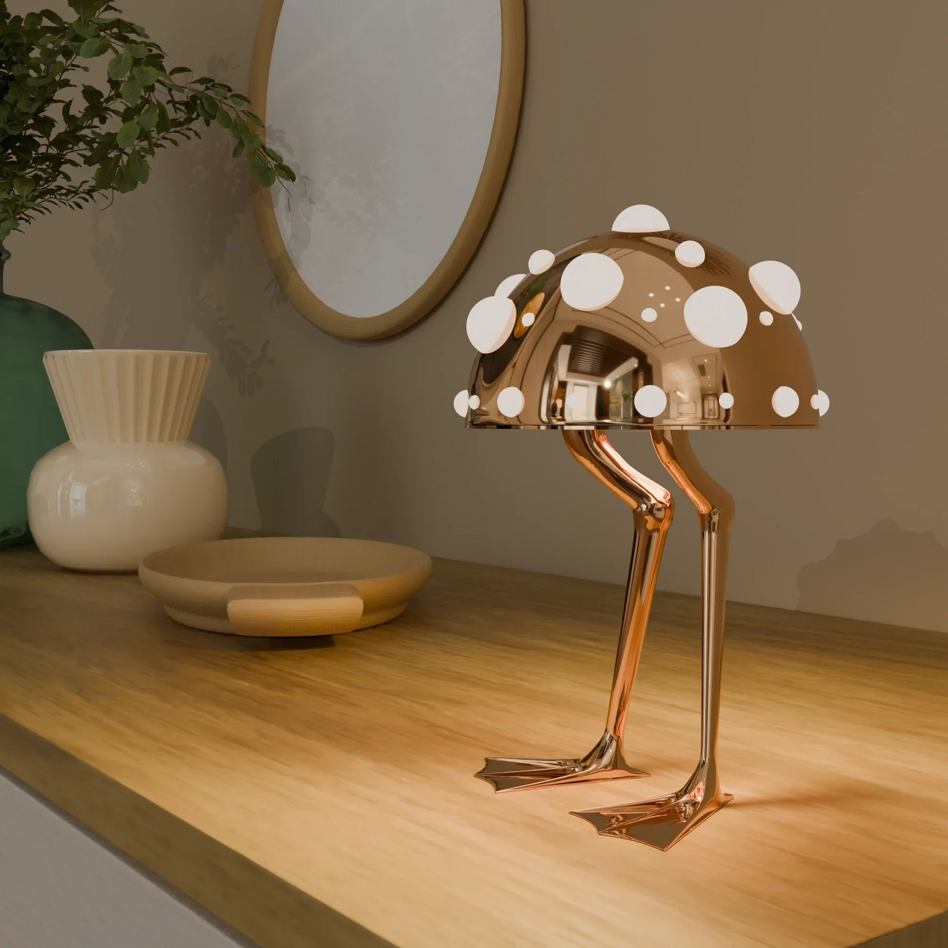 The Waddle Lamp – sculptural polished metal table lamp – STUDIO GONKA