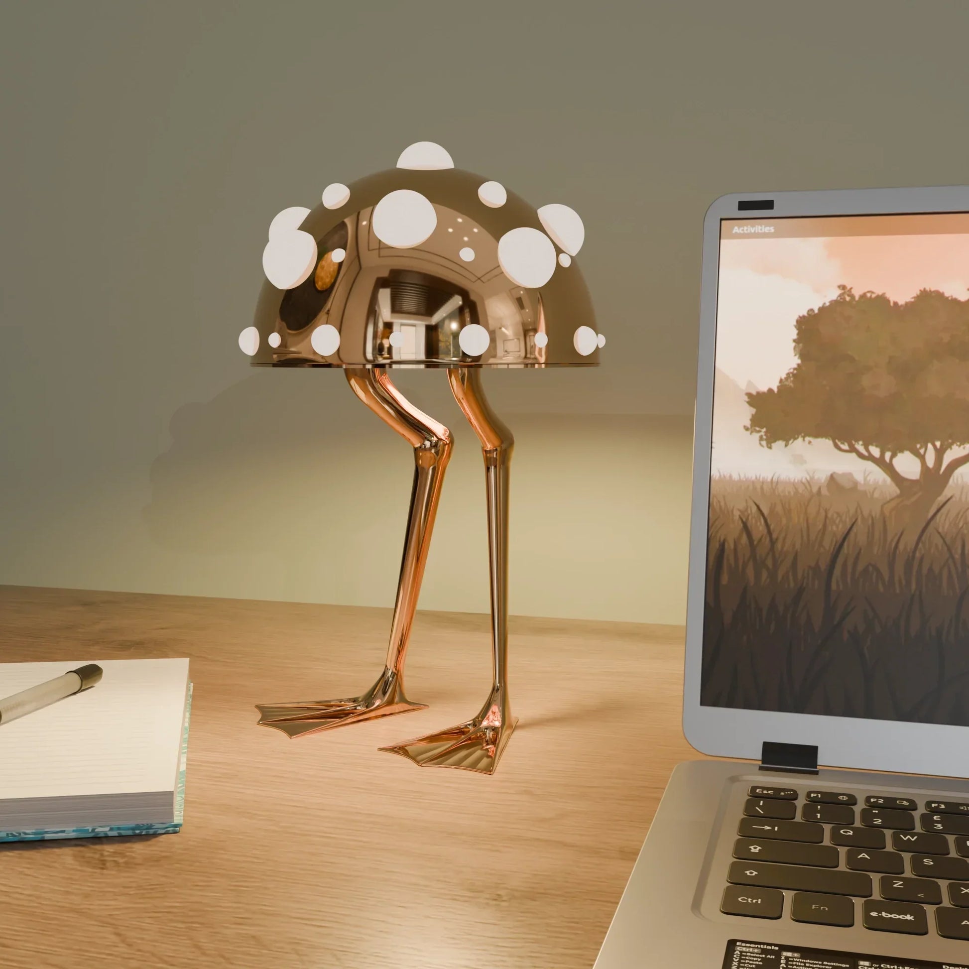 The Waddle Lamp – sculptural polished metal table lamp – STUDIO GONKA