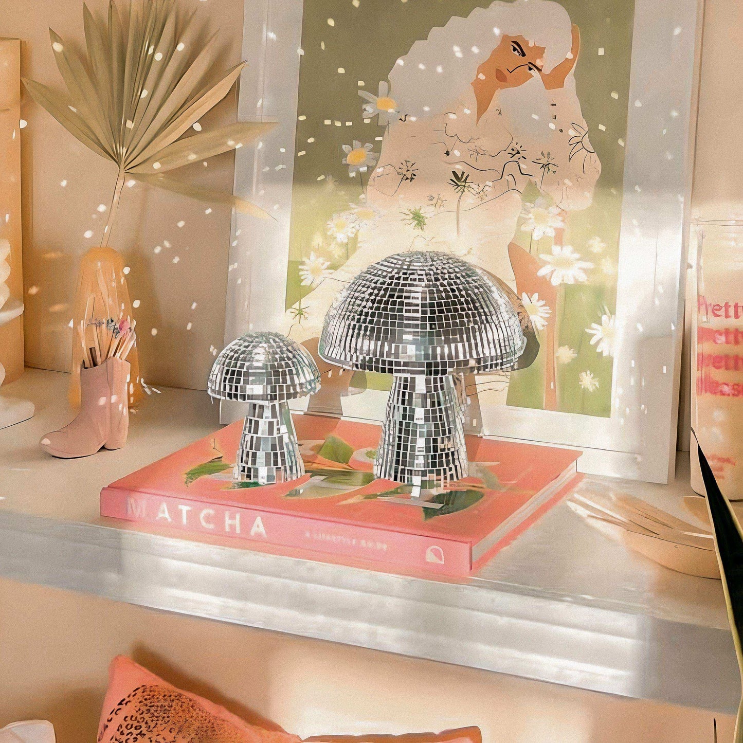 Disco Mushroom sculpture with mirrored mosaic surface – STUDIO GONKA