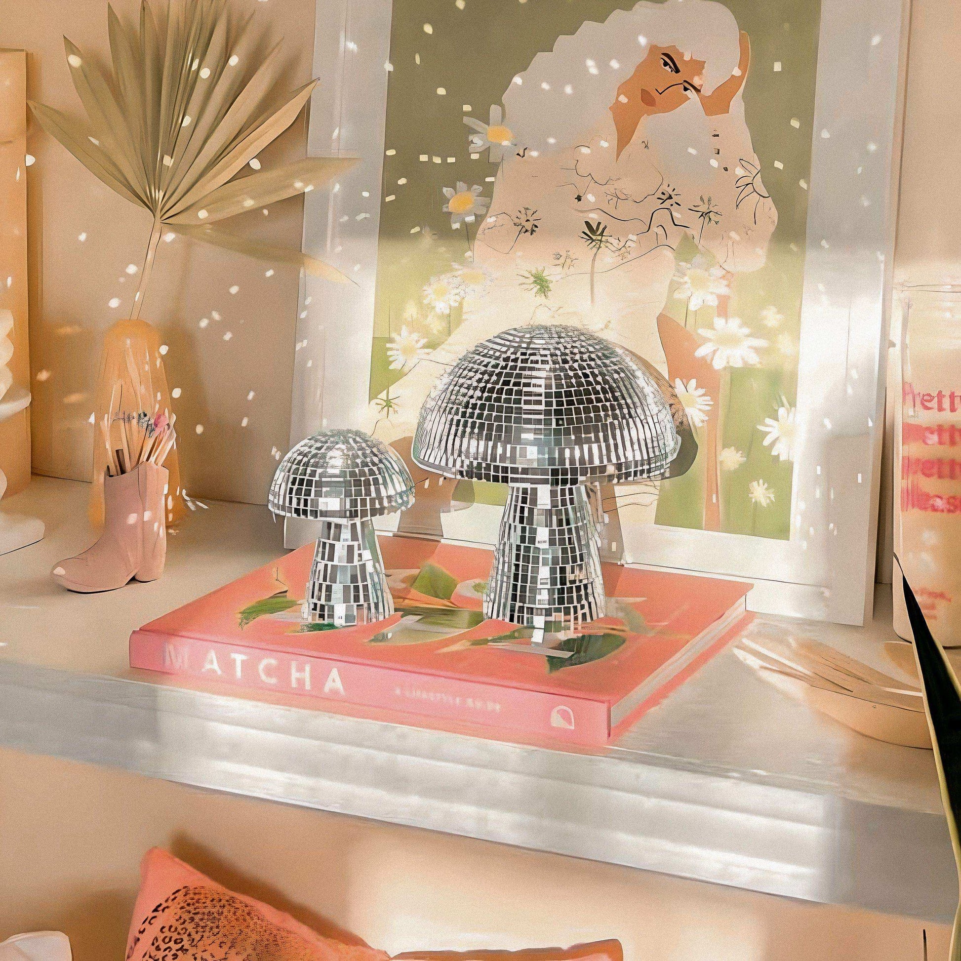 Disco Mushroom sculpture with mirrored mosaic surface – STUDIO GONKA