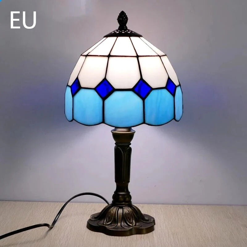 Tiffany-style stained glass table lamp with mosaic shade – STUDIO GONKA