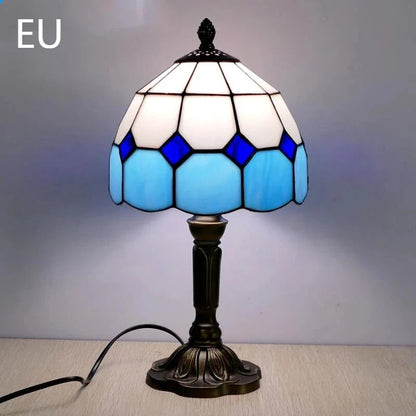 Tiffany-style stained glass table lamp with mosaic shade – STUDIO GONKA