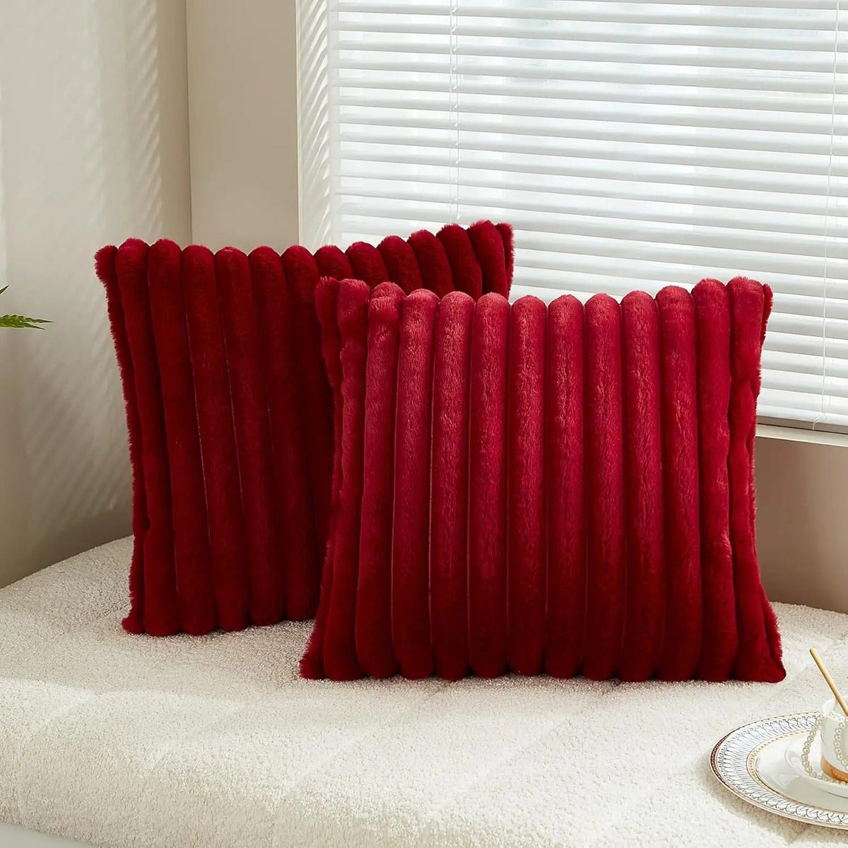 Soft Rib Plush Pillow Cover