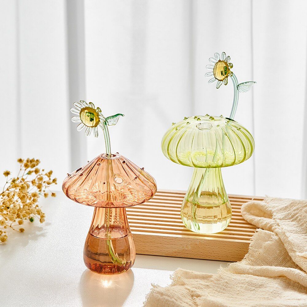 Lucid Mushroom glass sculpture in colored crystal glass – STUDIO GONKA