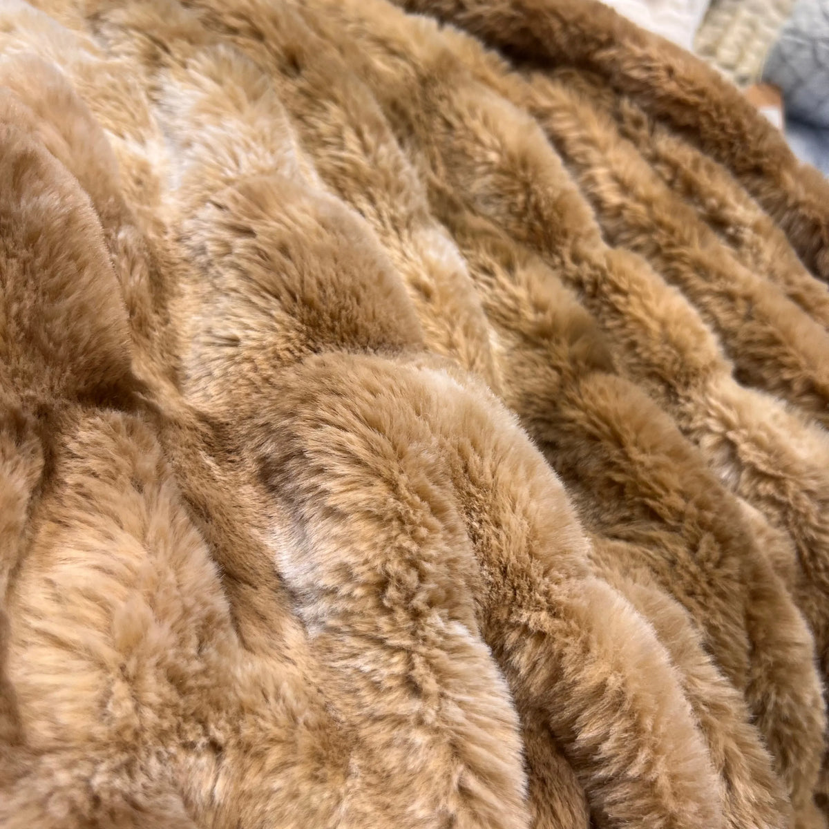 Ruched Faux Fur Throw Blanket