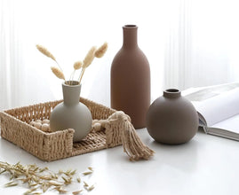Rustic Ceramic Vase Trio
