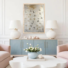 Golden Ascension: Celestial Bird Migration Canvas Print