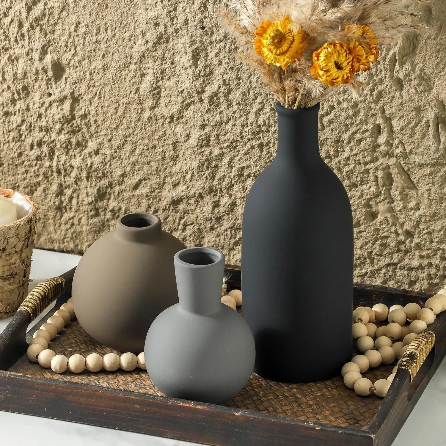 Studio Gonka Rustic Ceramic Vase Trio