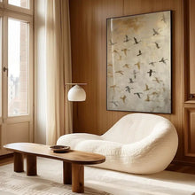 Golden Ascension: Celestial Bird Migration Canvas Print