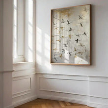 Golden Ascension: Celestial Bird Migration Canvas Print