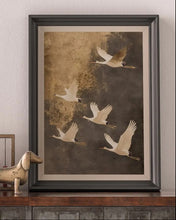 Vintage Style Flying Cranes Art Print