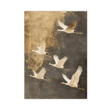 Vintage Style Flying Cranes Art Print