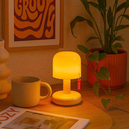 Mini Ambient Mushroom Light – rechargeable touch lamp in warm orange – STUDIO GONKA
