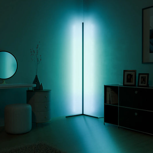 Ambient RGB corner floor lamp with minimalist aluminum profile – STUDIO GONKA