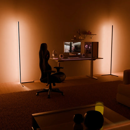 Ambient RGB corner floor lamp with minimalist aluminum profile – STUDIO GONKA