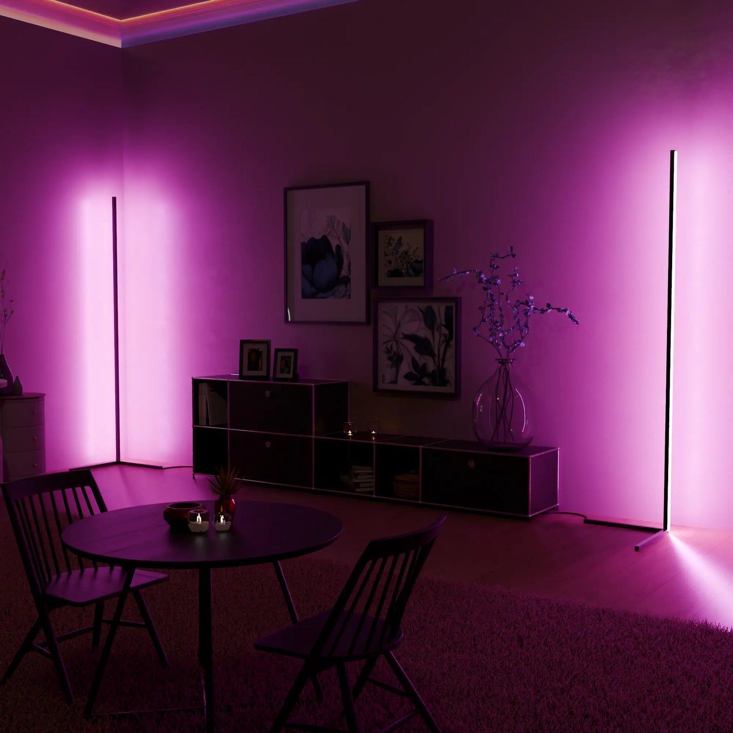 Ambient RGB corner floor lamp with minimalist aluminum profile – STUDIO GONKA