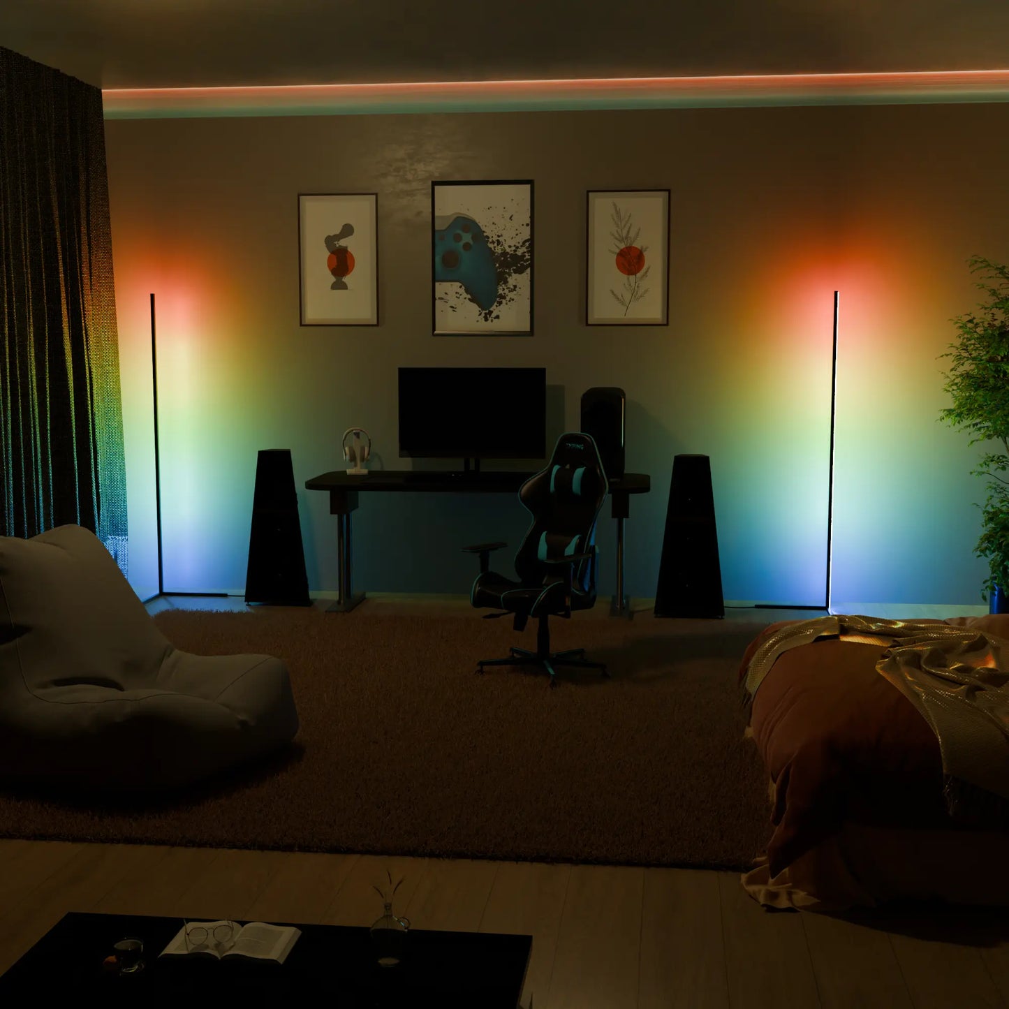 Ambient RGB corner floor lamp with minimalist aluminum profile – STUDIO GONKA