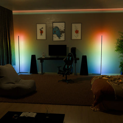 Ambient RGB corner floor lamp with minimalist aluminum profile – STUDIO GONKA
