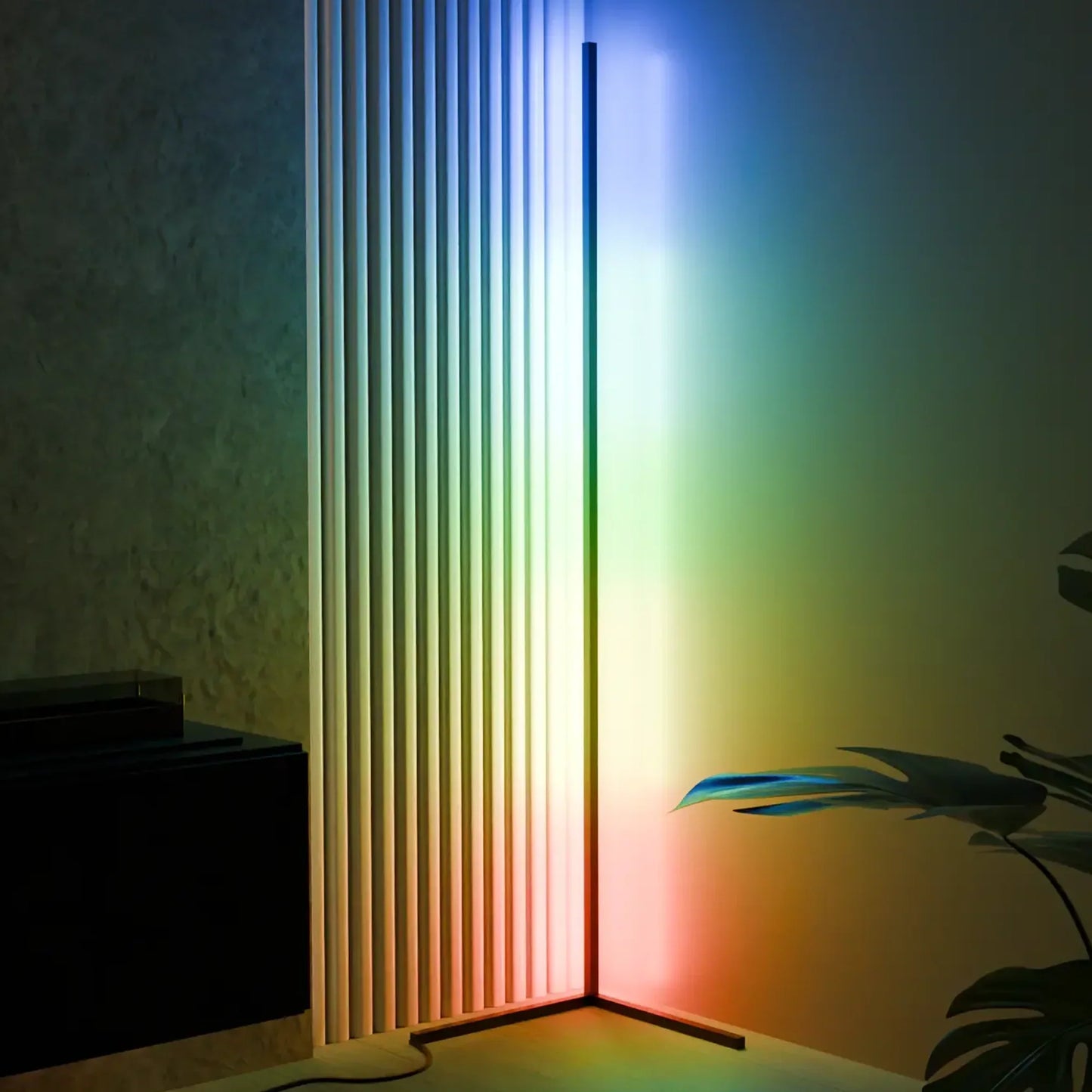 Ambient RGB corner floor lamp with minimalist aluminum profile – STUDIO GONKA