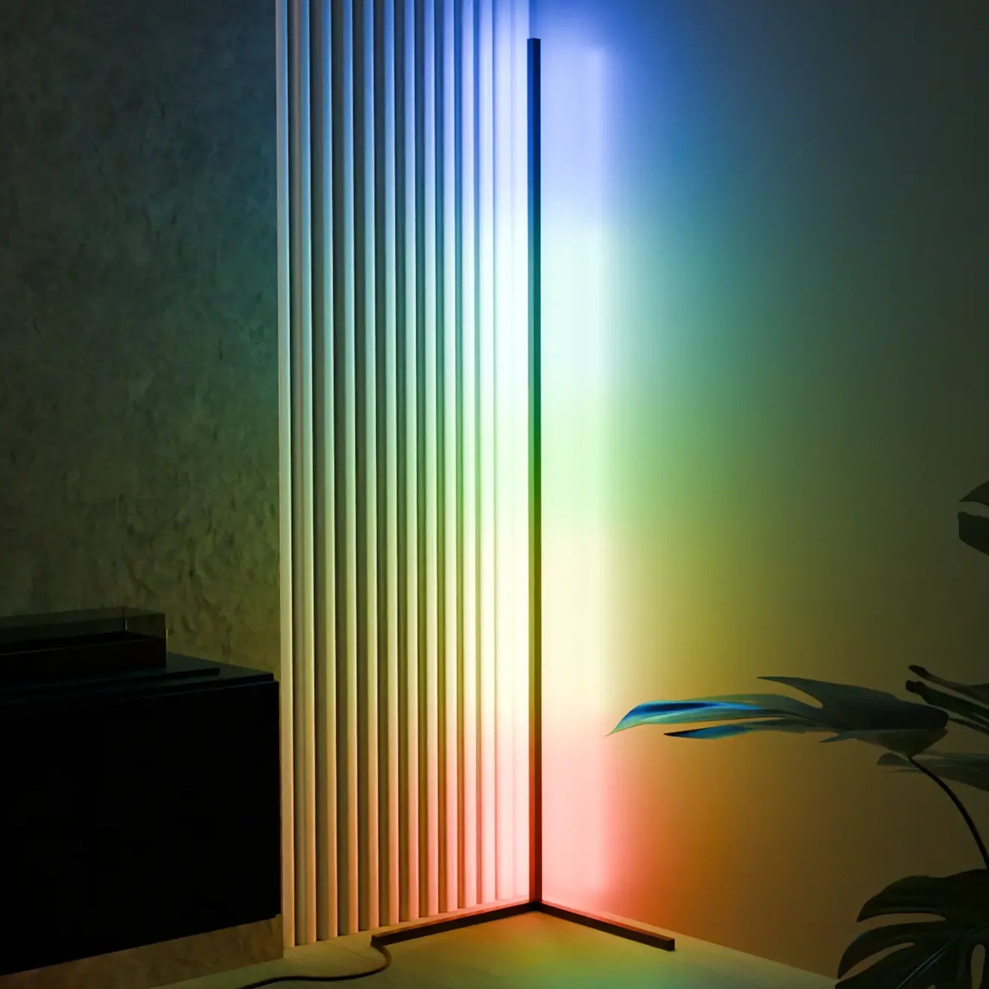 Ambient RGB corner floor lamp with minimalist aluminum profile – STUDIO GONKA