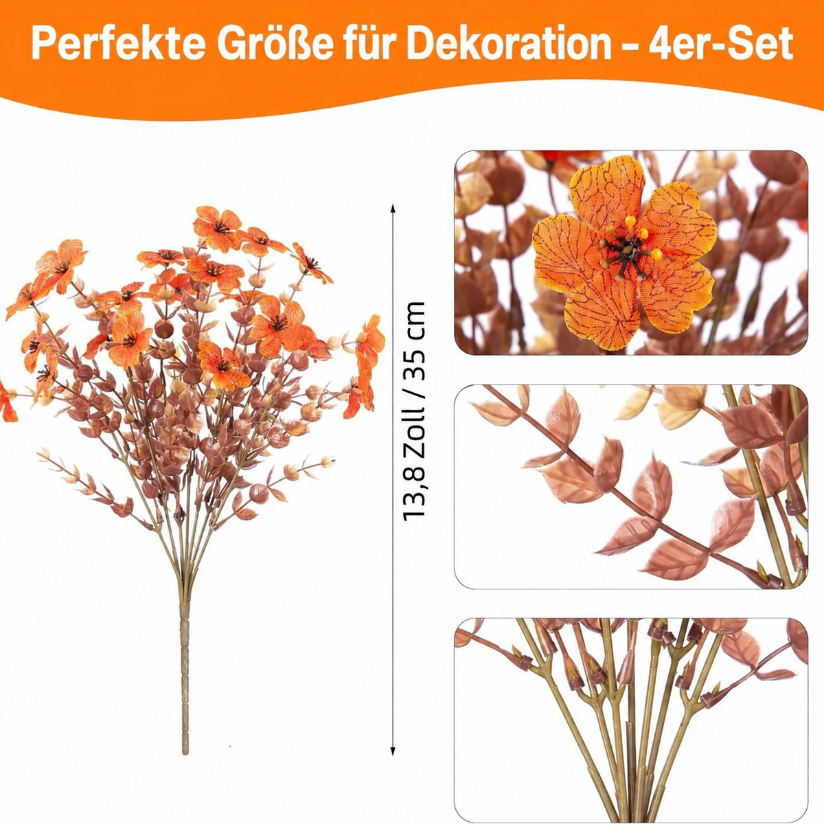 Artificial Fall Flower Branches — Set of 4