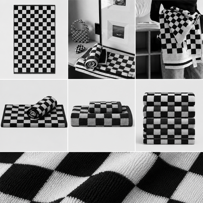 Black Checkerboard Towel Duo