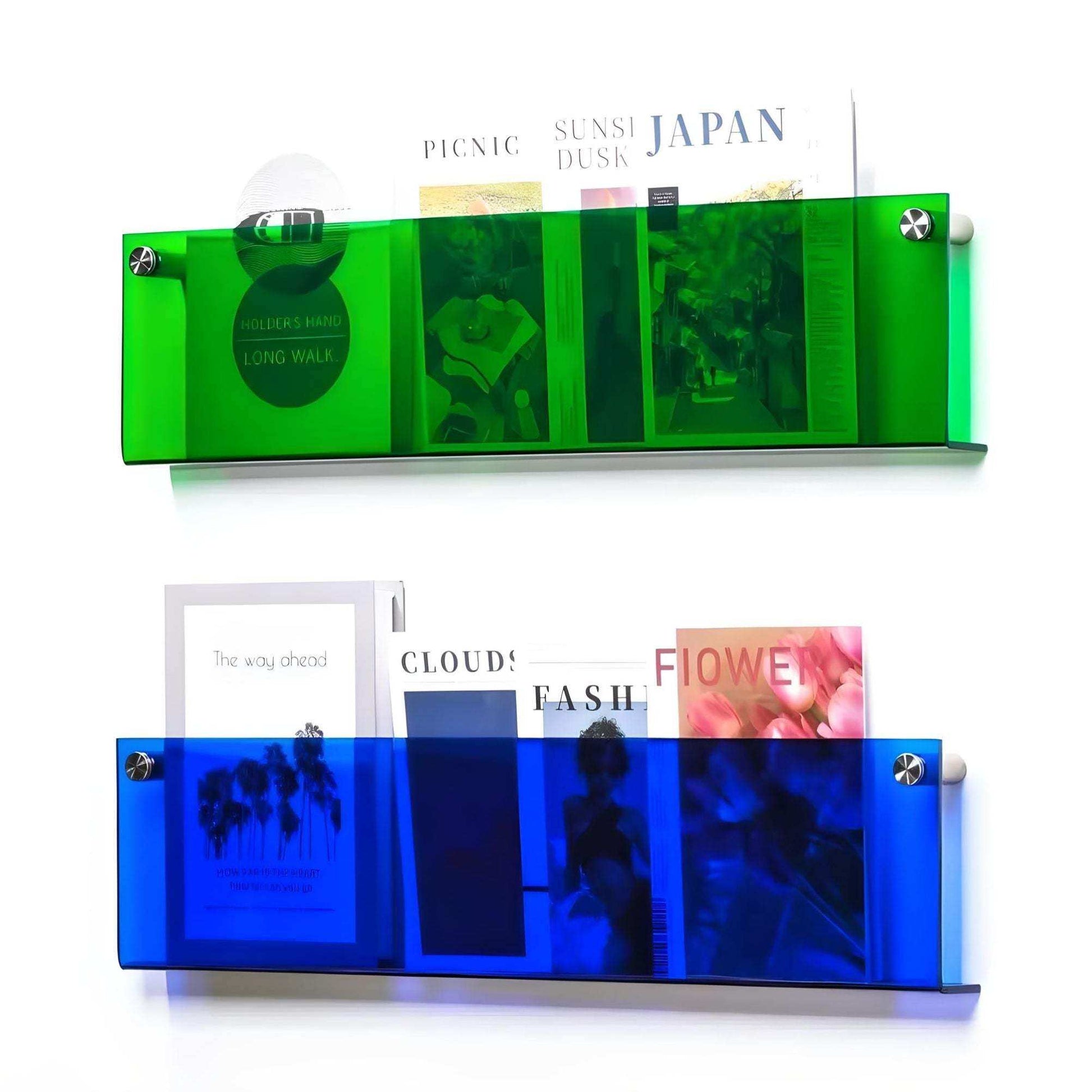 Floating acrylic magazine holder wall rack in bold colors – STUDIO GONKA