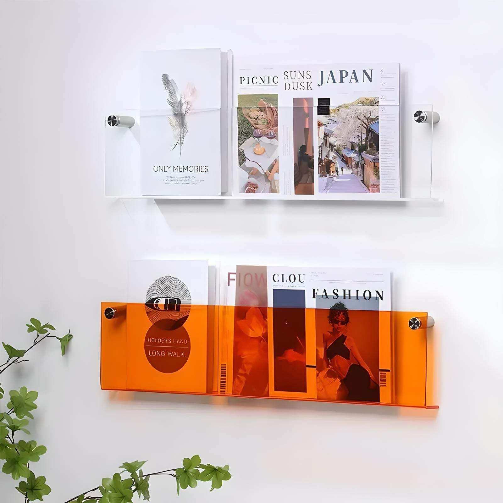 Floating acrylic magazine holder wall rack in bold colors – STUDIO GONKA