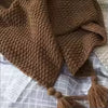 Knitted Throw Blanket with Tassels